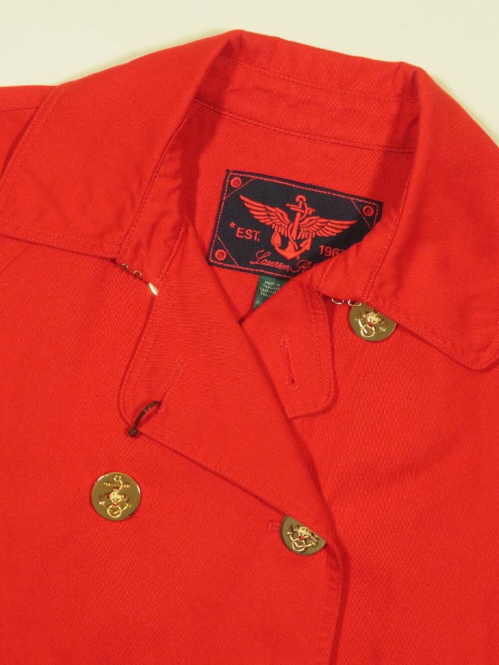 Lauren Ralph Lauren Cropped Nautical Peacoat Womens L Red Cotton New